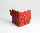 Дамський гаманець з натуральної шкіри ручної роботи з орнаментом "Котики" червоний, фото 4