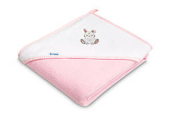 Дитячий махровий рушник 100х100 см з куточком Sensillo Frotte рожевий Кролик