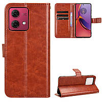 Чохол Idewei для Motorola Moto G84 книжка шкіра PU з візитницею коричневий