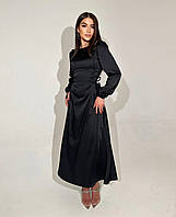 Непревзойденное платье со шнуровкой по бокам шелк Армани черный 5STR