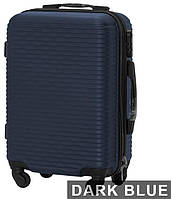 Чемодан маленький темно-синий чемодан пластиковый wings размер S чемодан на колесах ручная кладь стильный