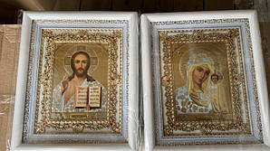 Ікони православні для батьківського благословення 2 шт  23х28 см Весільні ікони в світлій рамці