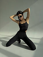 Спортивный женский комбинезон Naked для фитнеса, йоги спорта, танцев, стриппластики push up (черный)