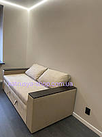 Диван прямий Кубус 80-120-140-160 (люкс) тканина велюр антикіготь бежевий