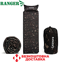 Килимок самонадувний з подушкою матрац самонадувний туристичний самонадувний каремат Ranger Batur Camo