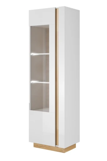 Вітрина висока Arco 1-дверна 60 см Білий глянець / Дуб грандсон TM Perfect Home Польща