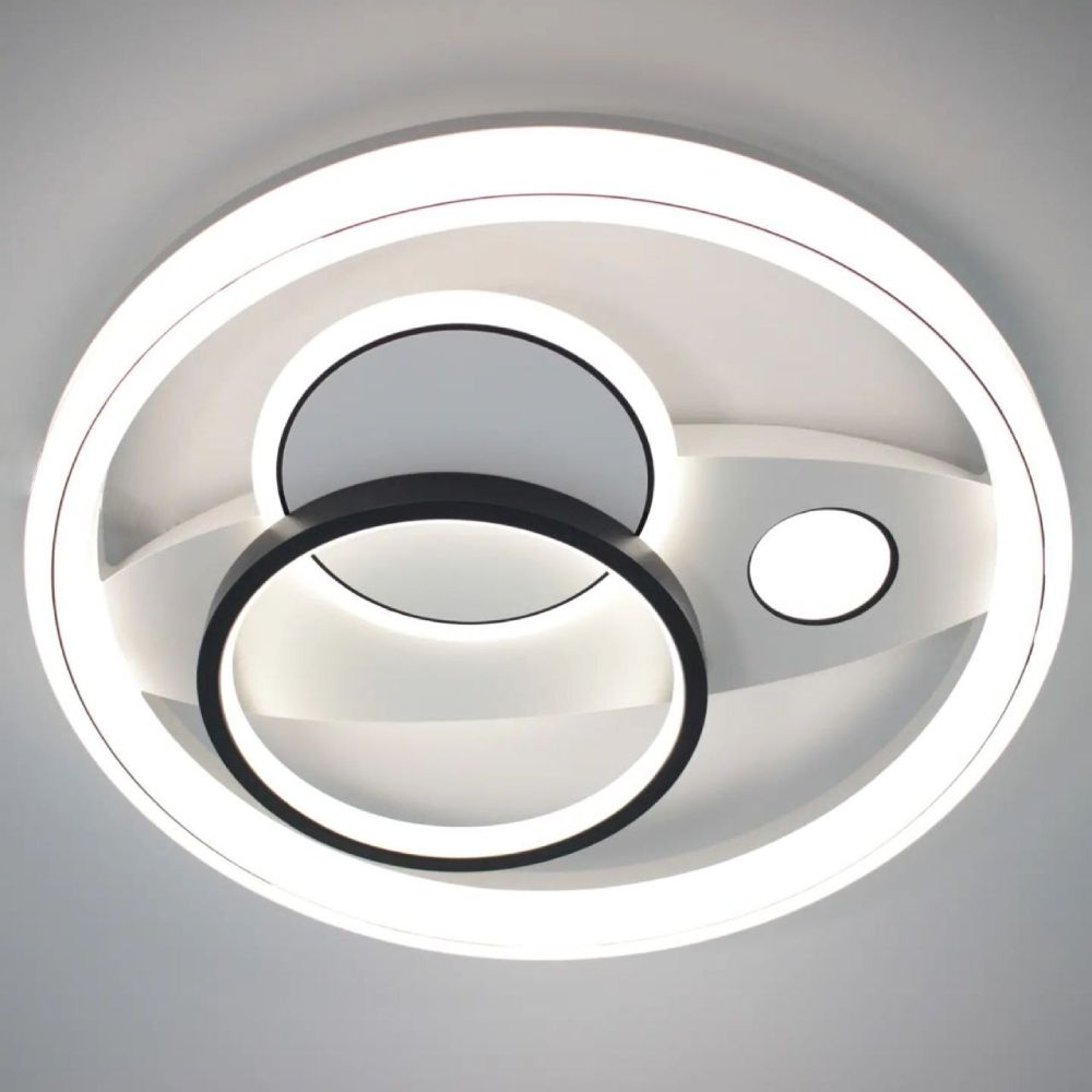 Керована світлодіодна LED люстра Esllse LORA DOUBLE 78W-80W R ON/OFF кругла біла + чорна 460х65-WHITE/WHITE-220-IP20