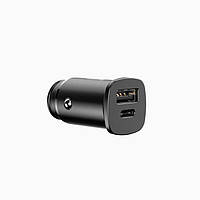 Автомобільний зарядний пристрій QC 4.0 Baseus Square Metal (30W / PD3.0) / 1USB+ 1Type-C (CCALL-AS01) Black