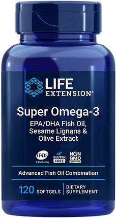 Омега 3 Life Extension Super Omega-3 120 sgels, фото 1