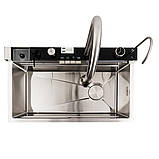 Кухонна мийка Platinum Handmade 7545M PVD сатин "Водоспад", фото 7
