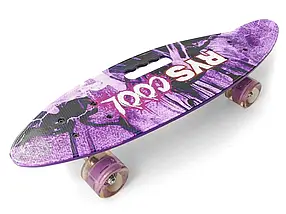 Дитячий пінні Penny Board скейт дека 55 х 15 см із ручкою для зручного перенесення, колеса зі світлом, фото 4