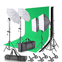 Постійне студійне світло набір для фотозйомки стрима софтбокси 50х70 парасолі стійки фони лампи фотоворота сумка