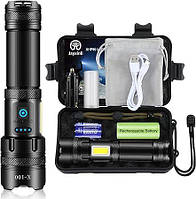 Светодиодный сверхяркий фонарик 10000 люмен, тактический USB-фонарик с боковым фонарем COB (с аккум 26650) *