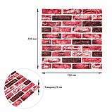 Самоклеюча 3D панель 700х700х5мм Клінкер насичений червоний цегла (416) SW-00001182, фото 3