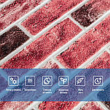 Самоклеюча 3D панель 700х700х5мм Клінкер насичений червоний цегла (416) SW-00001182, фото 4