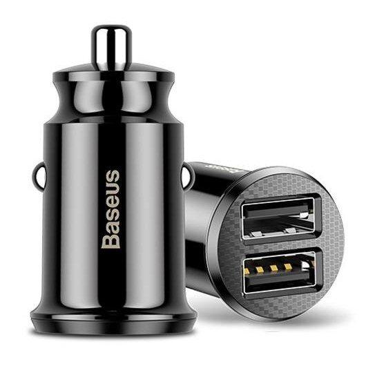 Автомобільний зарядний пристрій Baseus Grain Metal 3.1A/2USB (CCALL-ML01) Black