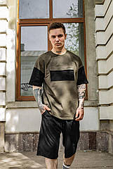 Чоловічий літній комплект: футболки та шорти 'FreeDom' чорний з хакі |