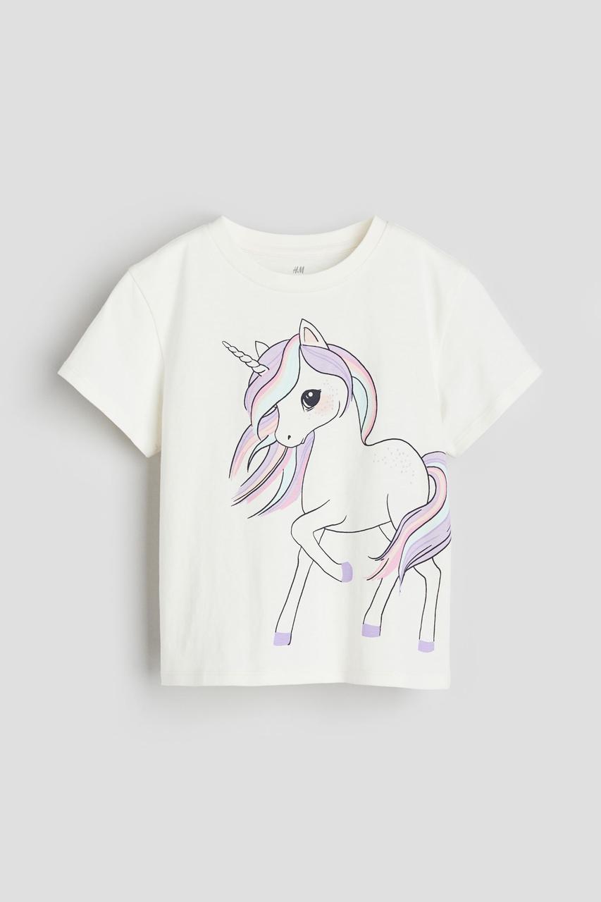 Футболка для дівчинки біла Єдинороги H&M 92,  110/116, 122/128см