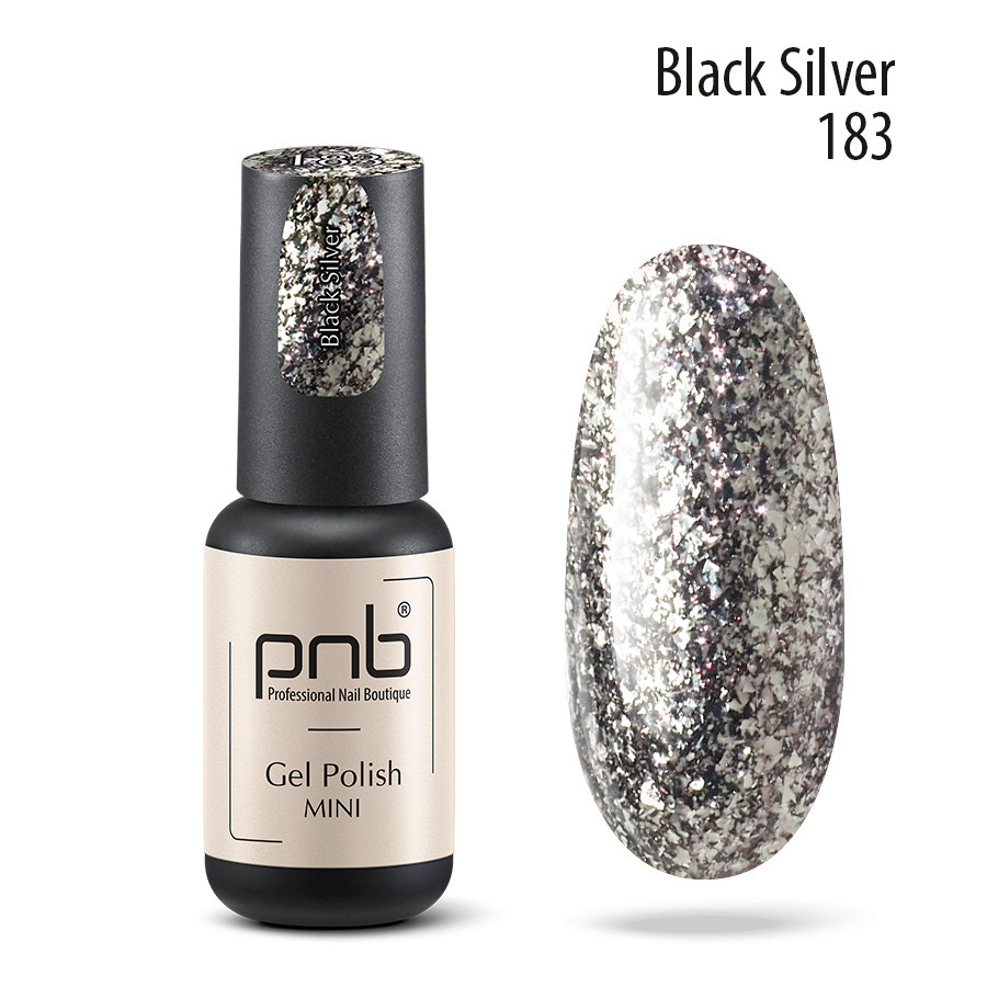Гель-лак PNB Black Silver mini 183, 4 мл