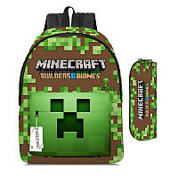 Комплект 2 в 1 - Школьный рюкзак Майнкрафт (Minecraft) для мальчика первоклассника + пенал в школу 1-2 класс