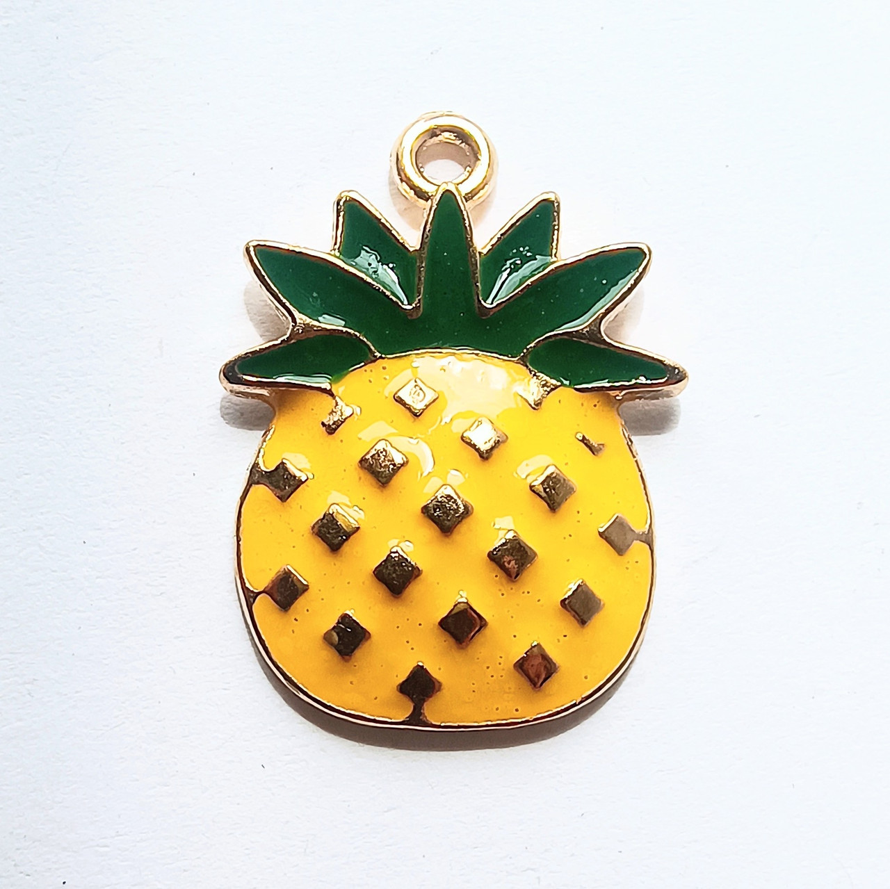 Підвіска Finding Кулон шарм ананас Золотистий помаранчева і зелена емаль 25 мм х 18 мм
