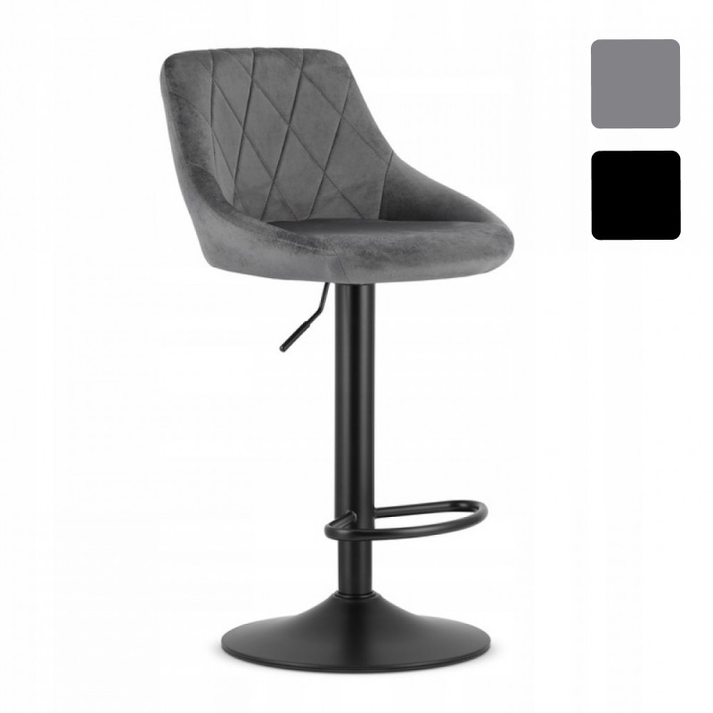 Стілець барний Bonro B-074 зі спинкою велюр з чорною основою B_2248, фото 1