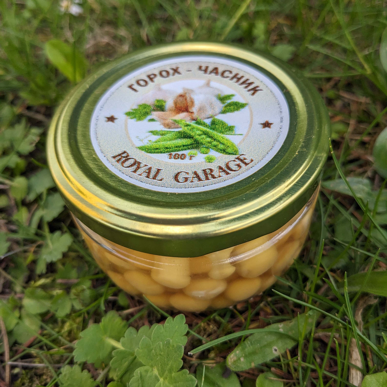 Горох консервований Royal Garage (часник) 200мл приманка для риболовлі, фото 1