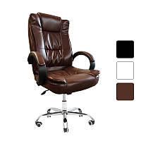 Крісло офісне Bonro B-607 комп'ютерне на колесах екошкіра для керівника офісу дому B_1613 Темно-коричневий