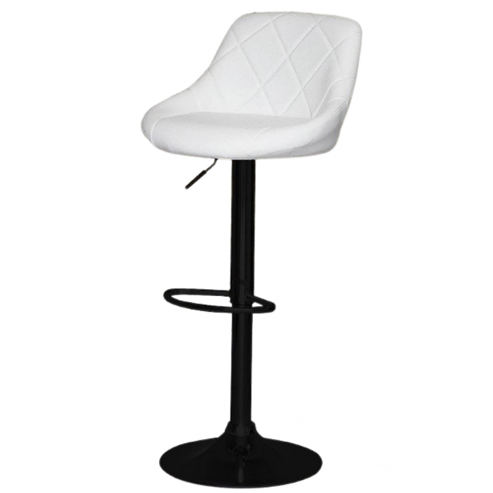 Стілець барний Bonro B-074 зі спинкою білий з чорною основою барне крісло для бару кафе кухні B_2253