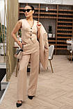 Трендовий жіночий костюм-двійка  Alisa віскоза з екокожі  Розміри: 42 - 46, фото 6