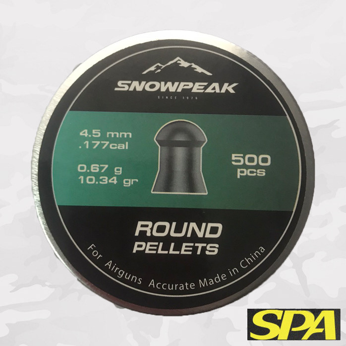 Пневматичні кулі Snow Peak Round Pellets цілоноголові 4.5 мм, 0,67 г, 500 штук