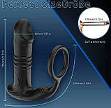 Телескопічна анальна пробочка з ерекційним кільцем, вібрацією та дистанційним керуванням, фото 2