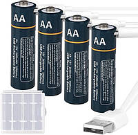 Комплект аккумуляторных батареек Kamnnor USB Rechargeable Batteries AA 4шт. 1.5 В быстрая зарядка за 2 часа