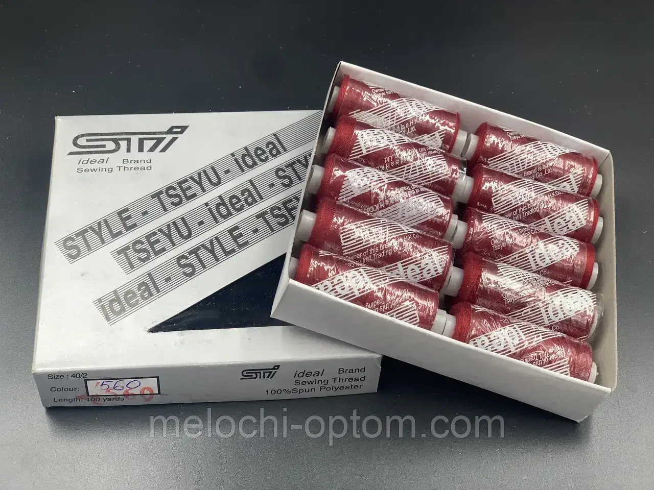 Нитки швейні "IDEAL" №40, 100% поліестер 10шт в упаковці, колір №560 бордовий відтінок