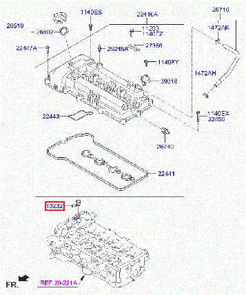 Прокладка під корпус клапана (OCV) Accent Elantra i30 Cerato Rio Soul Sportage MOBIS 224452B800, фото 3