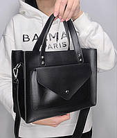 Женская сумка шопер с карманом Модная женская сумка прямоугольная на молнии Дамская сумочка на плечо