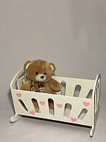 Ліжечко для пупсів, люля для baby born Сердечки Білий