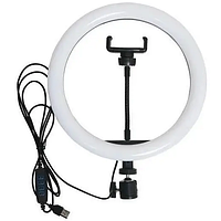 Кольцевая светодиодная Led Лампа 30 см с креплением под штатив и телефон диаметром 12" QX-300 Черный 46166