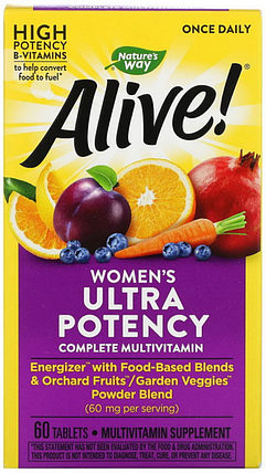 Вітаміни для жінок nature's Way Alive! Women's Ultra Potency 60 tab, фото 2