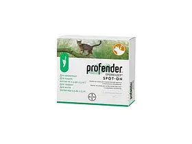 Bayer PROFENDER (ПРОФЕНДЕР) краплі на холку від глистів для котів 0,5-2,5 кг (1 пипетка) (ТЕРМІН 07.2025)
