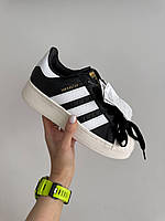 Женские кроссовки ADIDAS SUPERSTAR 2W BLACK/WHITE SOLE premium адидас суперстар кожа черные