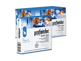 Bayer PROFENDER (ПРОФЕНДЕР) спот-он краплі на холку від глистів для котів 2,5-5 кг (1 пипетка)