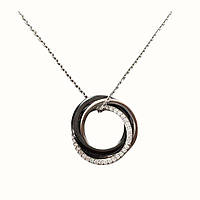 Срібне кольє з кулоном із чорною керамікою
