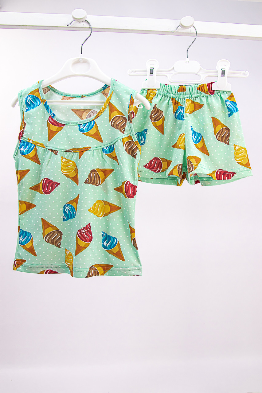 Літній комплект для дівчинки футболка та шорти кулір, фото 1