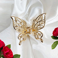 Краб для волосся металевий золотистий Метелик Fashion Jewelry 5 см