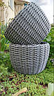 Набір сірих кошиків для квітів, кашпо зі штучного ротанга для рослин ручної роботи 12 л, фото 9