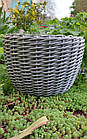 Набір сірих кошиків для квітів, кашпо зі штучного ротанга для рослин ручної роботи 12 л, фото 5