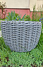Сіре кашпо для рослин, кошик для квітів, корзина із штучного ротанга ручної робити 12 л, фото 4