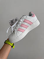 Женские кроссовки ADIDAS SUPERSTAR 2W WHITE/PINK premium адидас суперстар кожа белые розовые