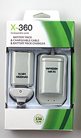 2 АКУМУЛЯТОРА 1 ПРОВІД 1 БЛОК ЗАРЯДКИ (Білий) (XBOX 360) 4800mAh